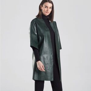 NATORI FAUX CROCO KIMONO LONG TOPPER in forest green - S